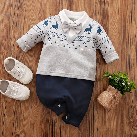 Smart Deer Bow tie baby romper.