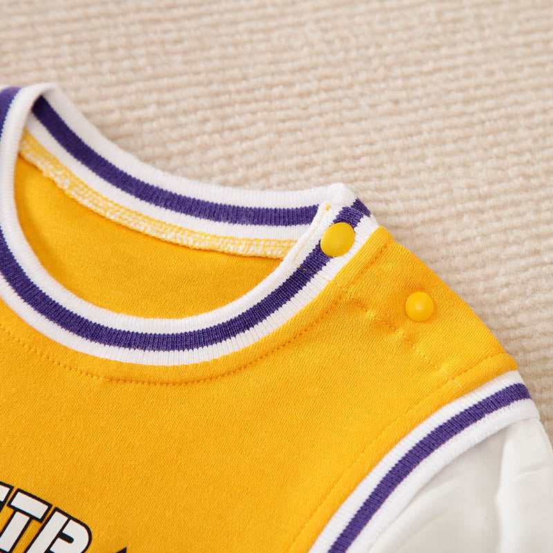 Yellow Basketball print baby Romper