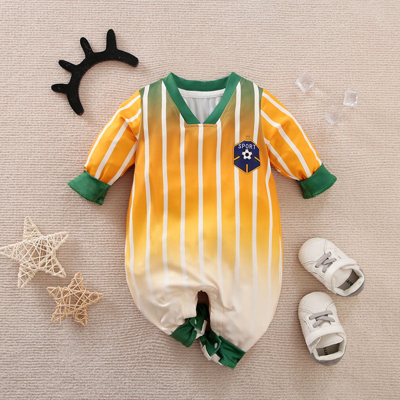 Yellow sport print romper babysuit