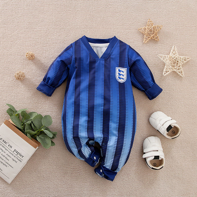 Blue print soccer romper babysuit