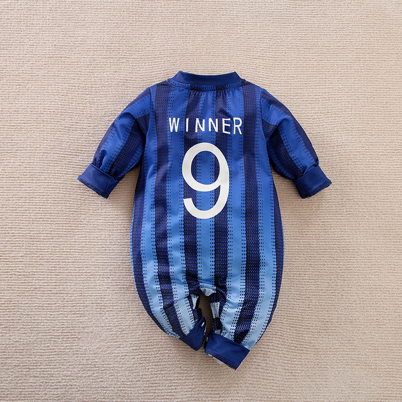 Blue print soccer romper babysuit