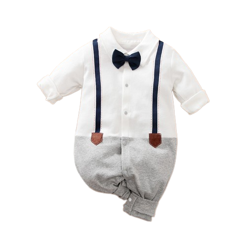 Blue Bow Tie Baby Romper