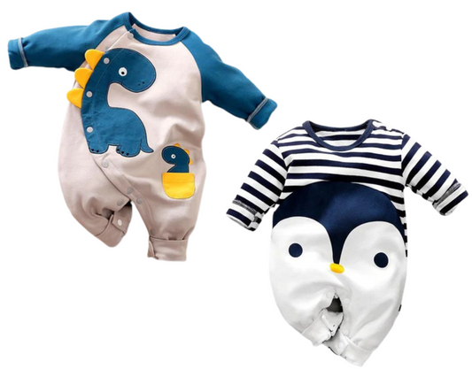 Baby Romper Gift Set Baby Penguin and Baby Dinosaur Romper -2