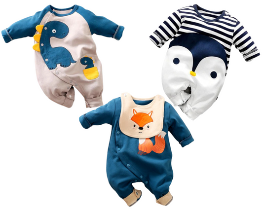 Baby Romper Gift Set Baby Fox Baby Penguin and Baby Dinosaur Romper -3